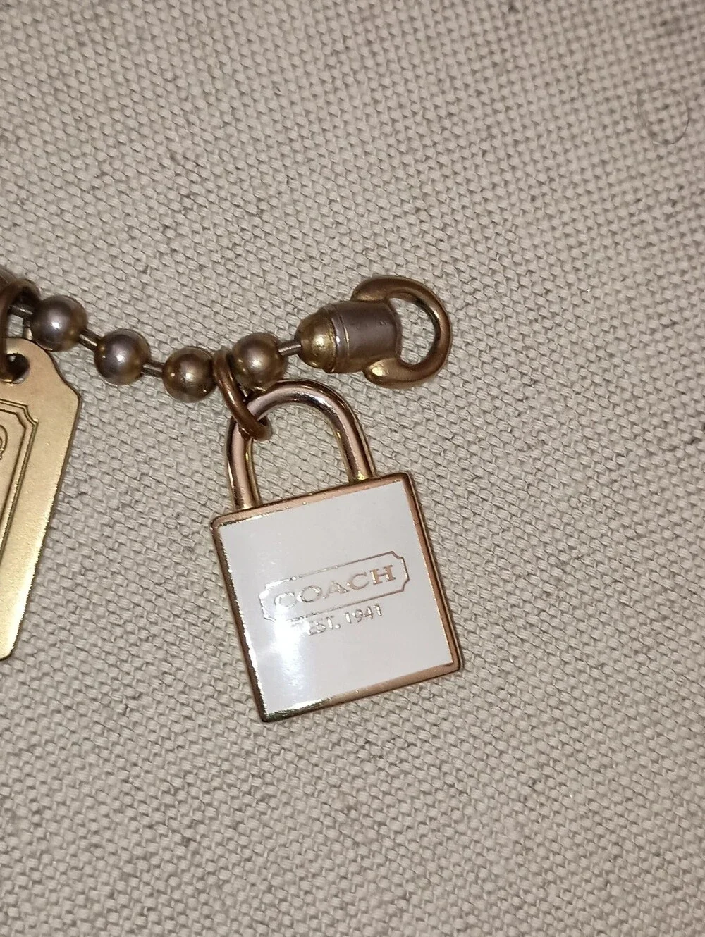Vintage Y2K Coach Gold-Tone Charm Key with Signature Charms Bracelet